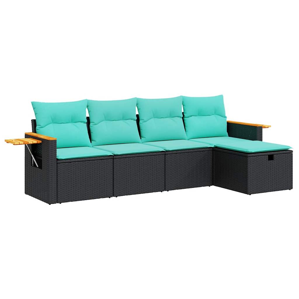 sofasæt til haven 5 dele med hynder polyrattan sort