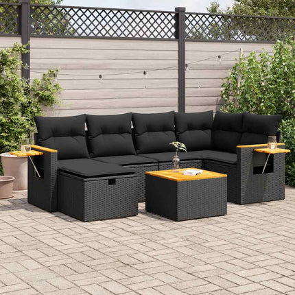 sofasæt til haven 7 dele med hynder polyrattan sort
