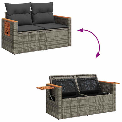 sofasæt til haven 8 dele med hynder polyrattan grå
