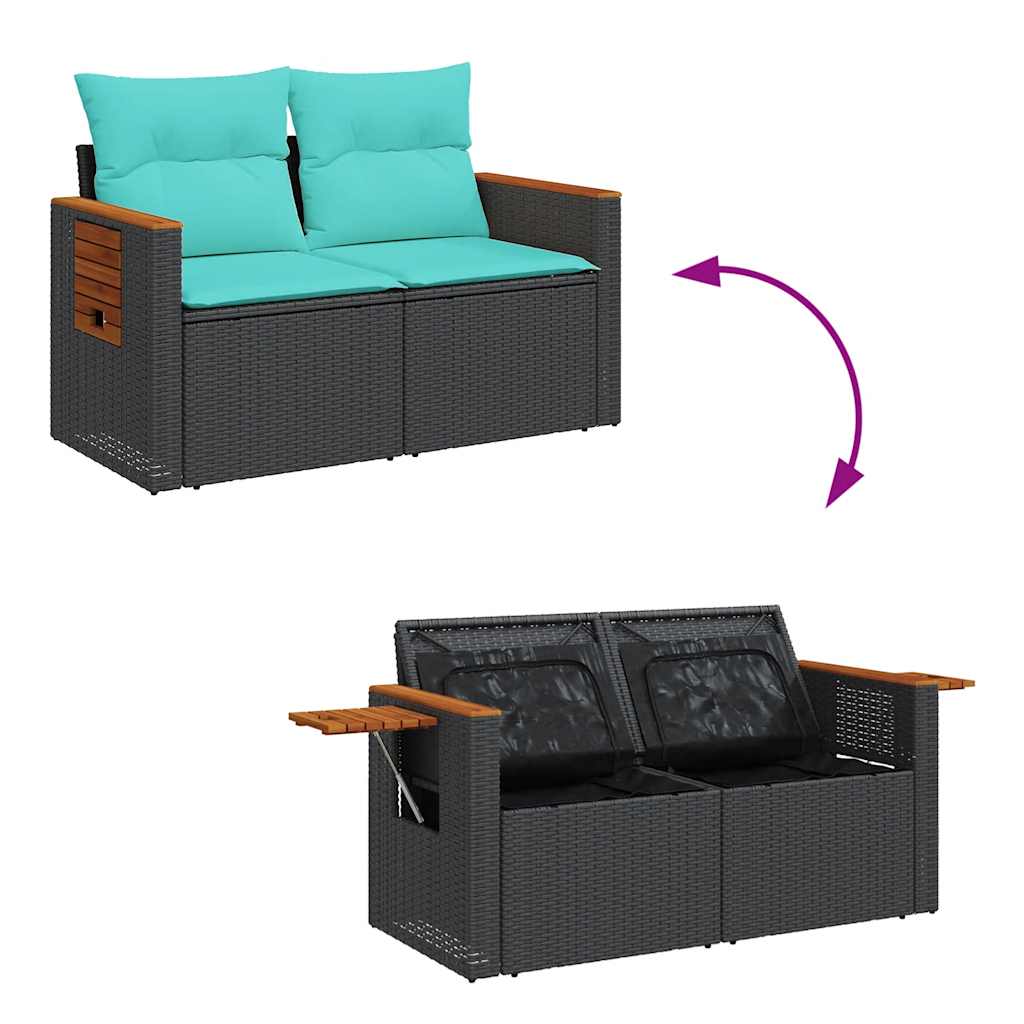 sofasæt til haven 6 dele med hynder polyrattan sort