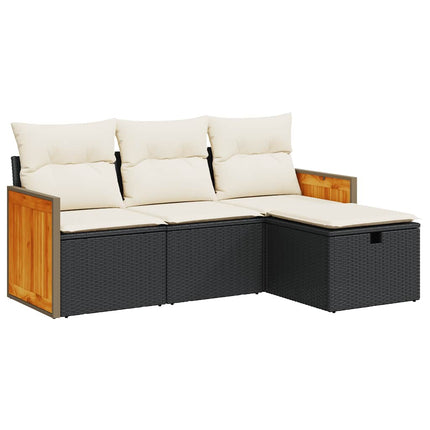 sofasæt til haven 4 dele med hynder polyrattan sort