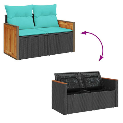 sofasæt til haven 4 dele med hynder polyrattan sort