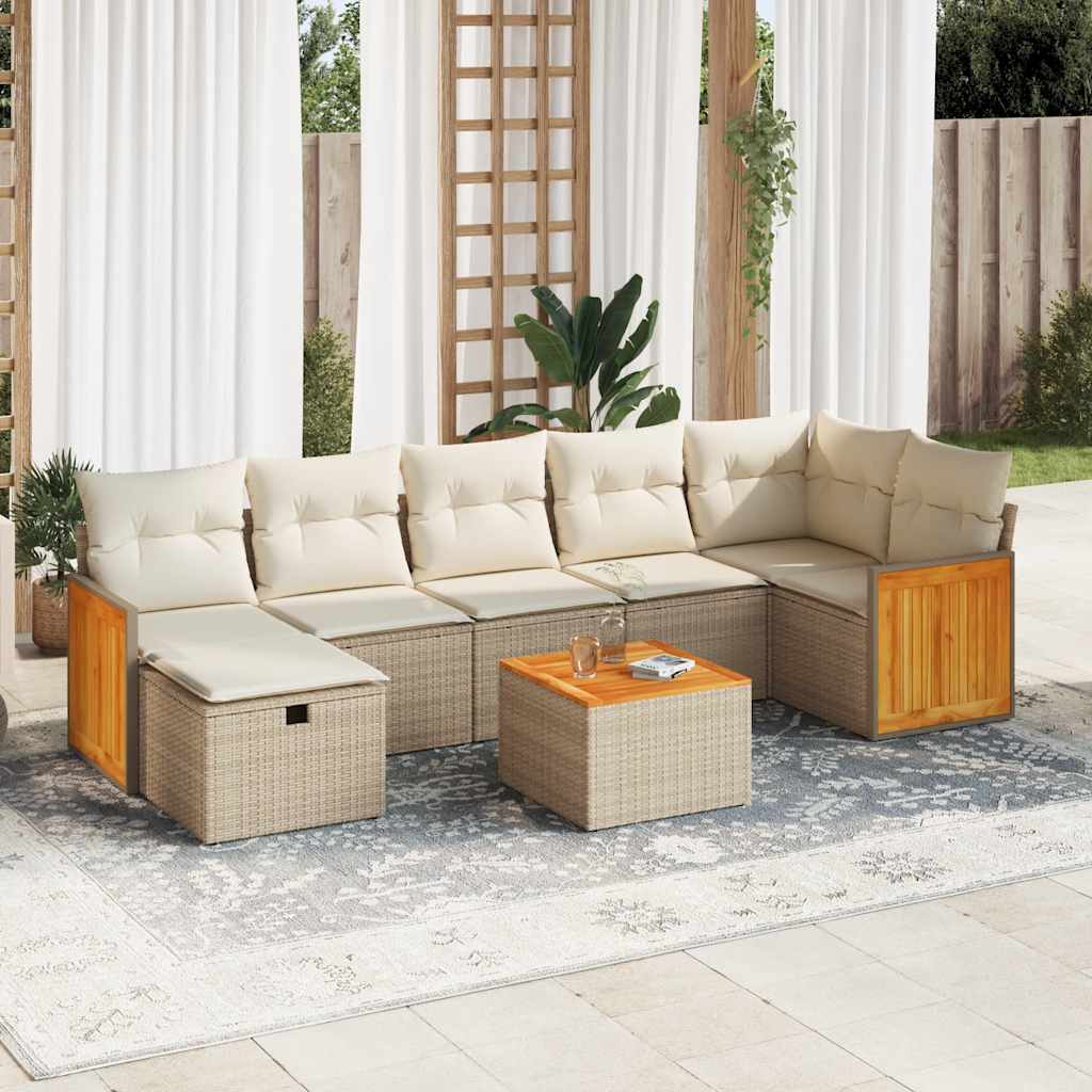 sofasæt til haven 8 dele med hynder polyrattan beige
