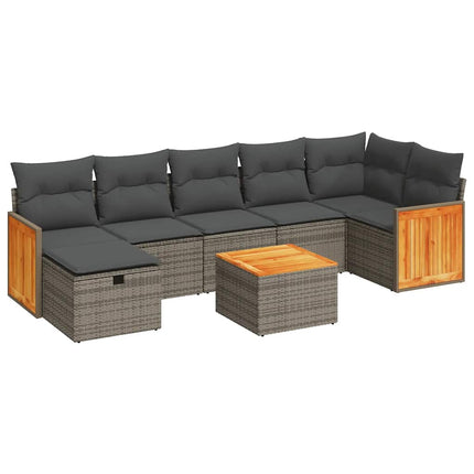 sofasæt til haven 8 dele med hynder polyrattan grå