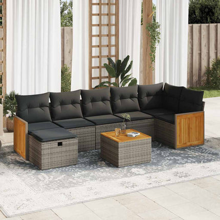 sofasæt til haven 8 dele med hynder polyrattan grå