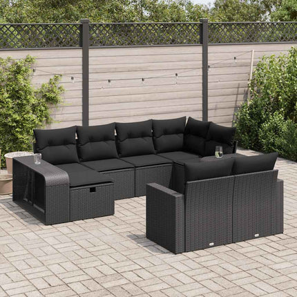 sofasæt til haven 10 dele med hynder polyrattan sort