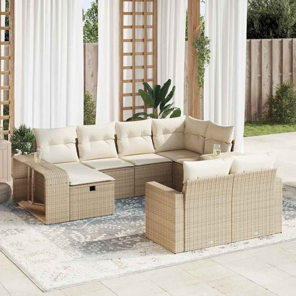 sofasæt til haven 10 dele med hynder polyrattan beige