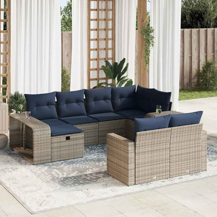 sofasæt til haven 10 dele med hynder polyrattan grå