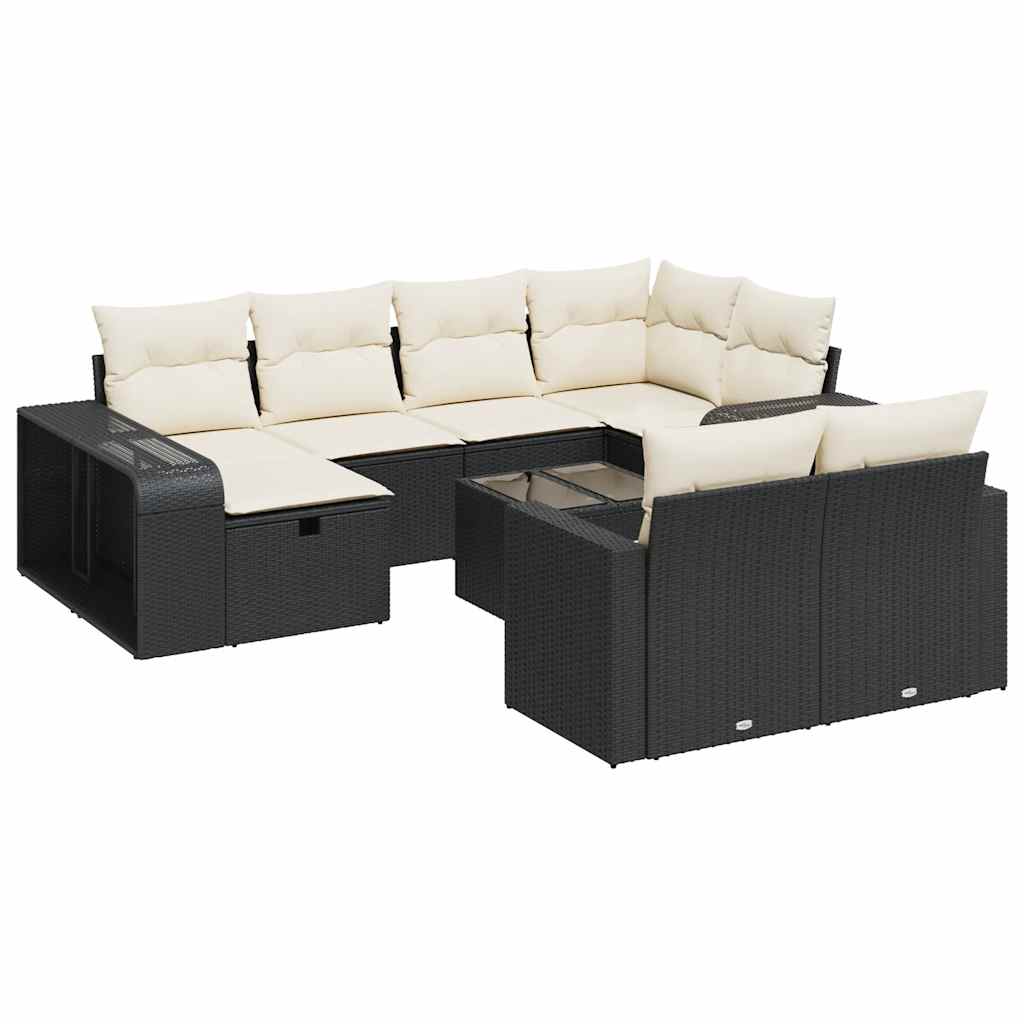 sofasæt til haven 11 dele med hynder polyrattan sort
