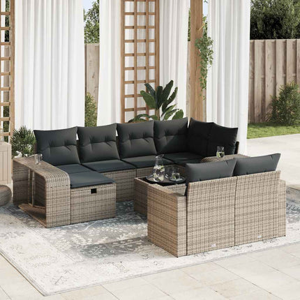 loungesæt til haven 11 dele med hynder polyrattan grå