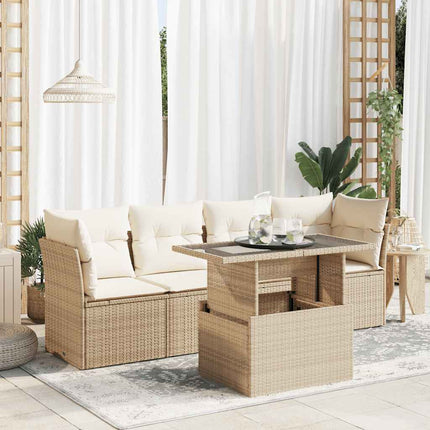 sofasæt til haven 5 dele med hynder polyrattan beige