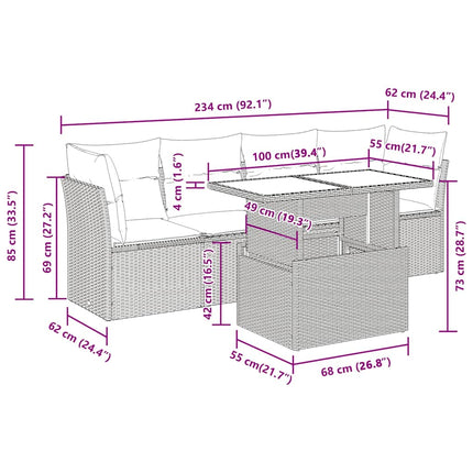 sofasæt til haven 5 dele med hynder polyrattan beige