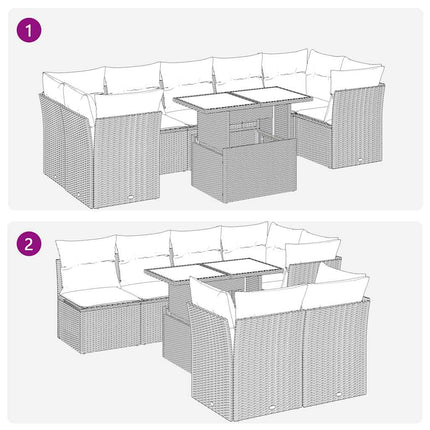 sofasæt til haven 8 dele med hynder polyrattan grå