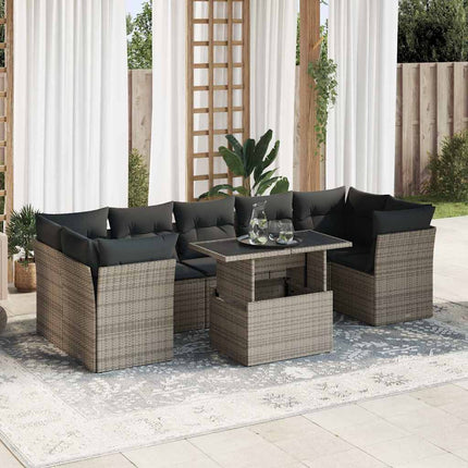 sofasæt til haven 8 dele med hynder polyrattan grå