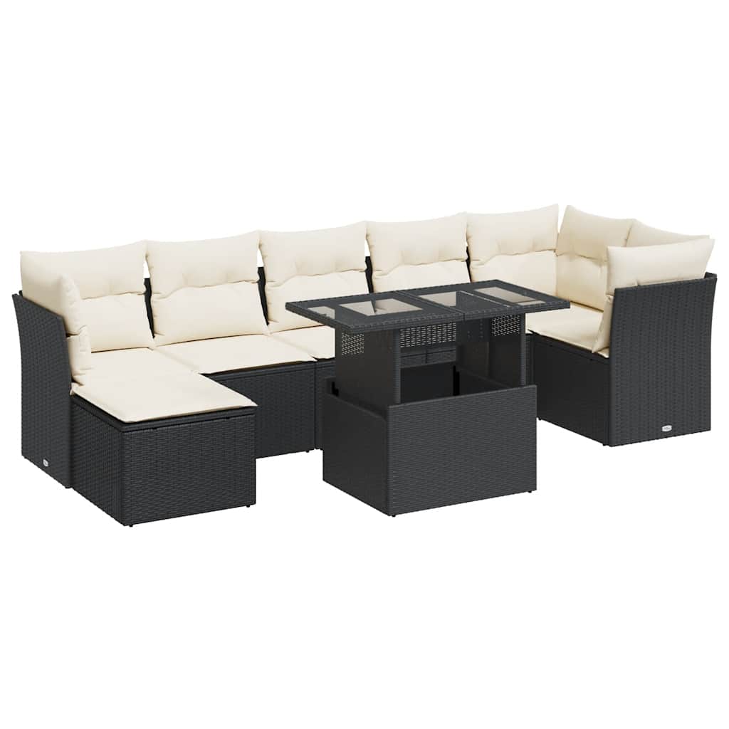 sofasæt til haven 8 dele med hynder polyrattan sort