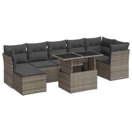 sofasæt til haven 8 dele med hynder polyrattan grå