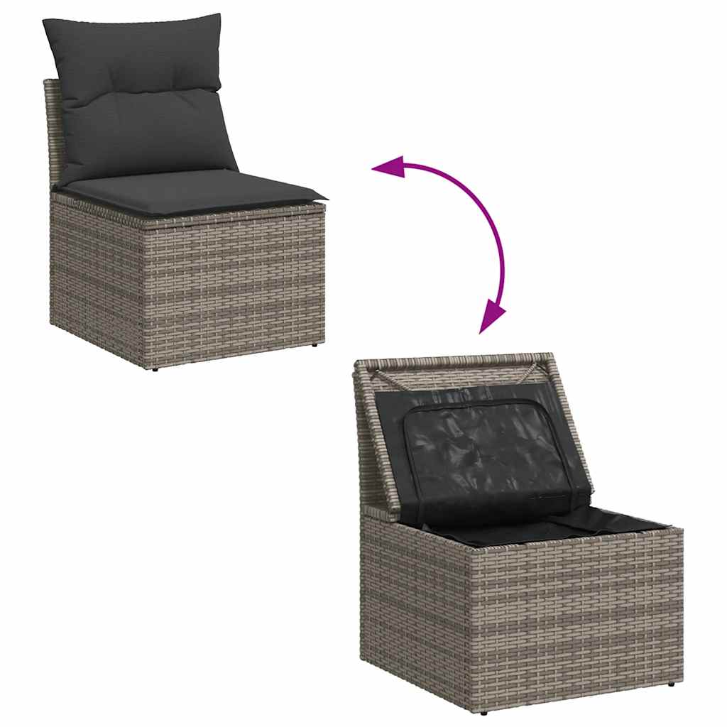 sofasæt til haven 8 dele med hynder polyrattan grå