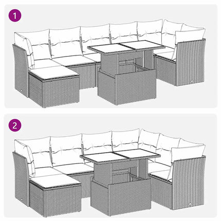 sofasæt til haven 8 dele med hynder polyrattan grå