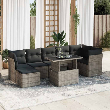 sofasæt til haven 8 dele med hynder polyrattan grå