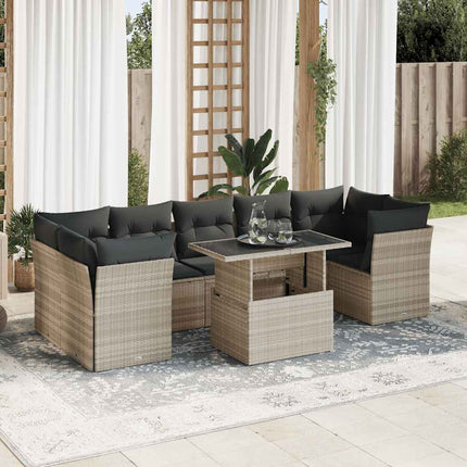 sofasæt til haven 10 dele med hynder polyrattan lysegrå