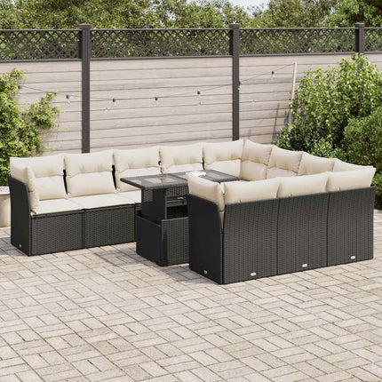 sofasæt til haven 11 dele med hynder polyrattan sort