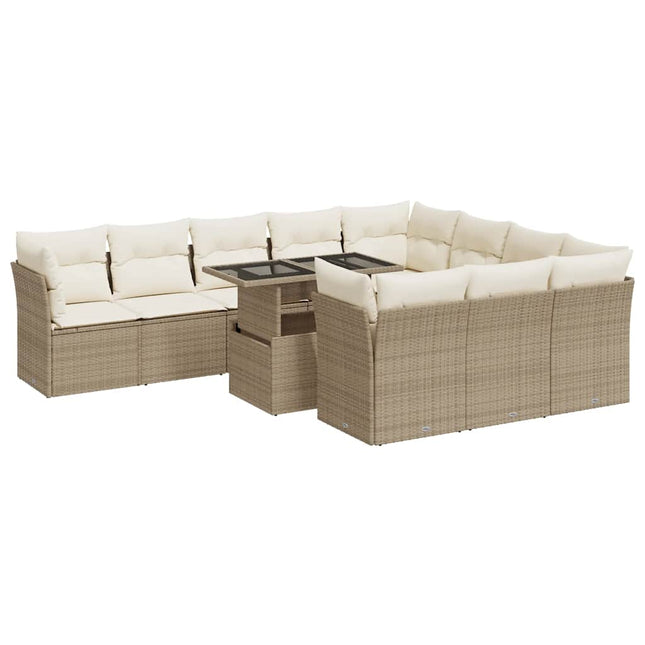 sofasæt til haven 11 dele med hynder polyrattan beige