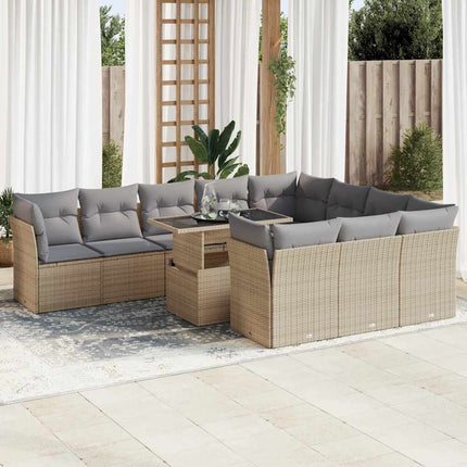 sofasæt til haven 11 dele med hynder polyrattan beige