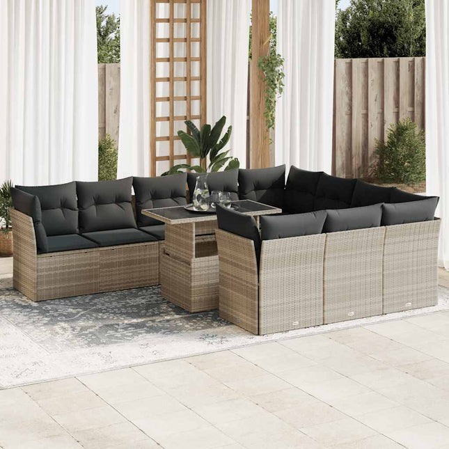 loungesæt til haven 11 dele med hynder polyrattan grå