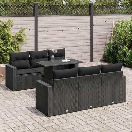 sofasæt til haven 7 dele med hynder polyrattan sort
