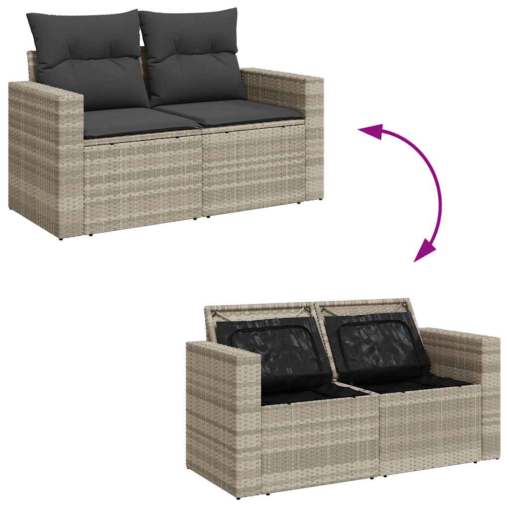 sofasæt til haven 7 dele med hynder polyrattan lysegrå