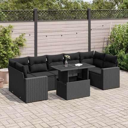 sofasæt til haven 8 dele med hynder polyrattan sort