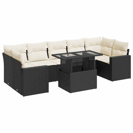 sofasæt til haven 8 dele med hynder polyrattan sort