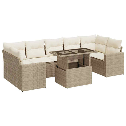 sofasæt til haven 8 dele med hynder polyrattan beige