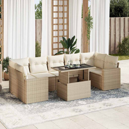 sofasæt til haven 8 dele med hynder polyrattan beige