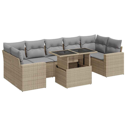 sofasæt til haven 8 dele med hynder polyrattan beige