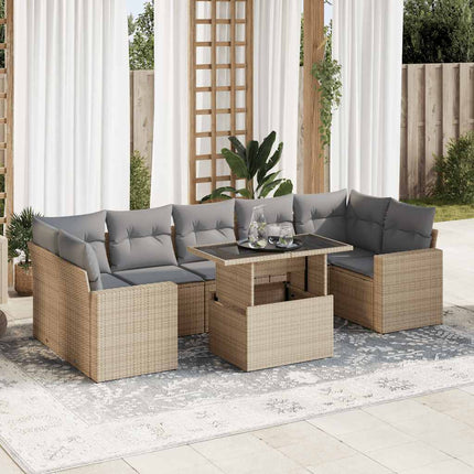 sofasæt til haven 8 dele med hynder polyrattan beige
