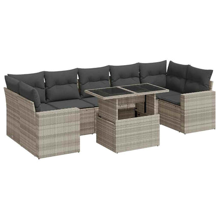 sofasæt til haven 8 dele med hynder polyrattan lysegrå