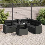 sofasæt til haven 7 dele med hynder polyrattan sort