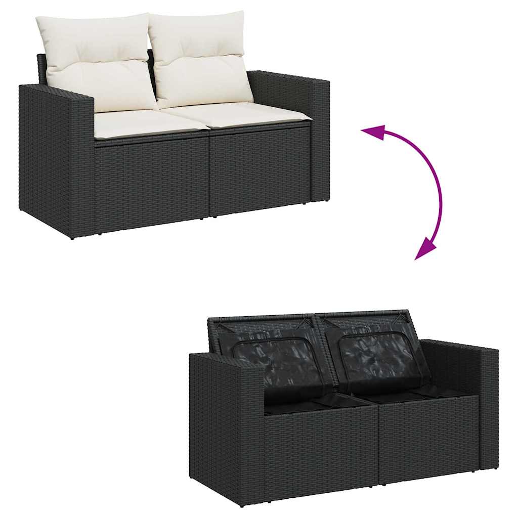 sofasæt til haven 7 dele med hynder polyrattan sort