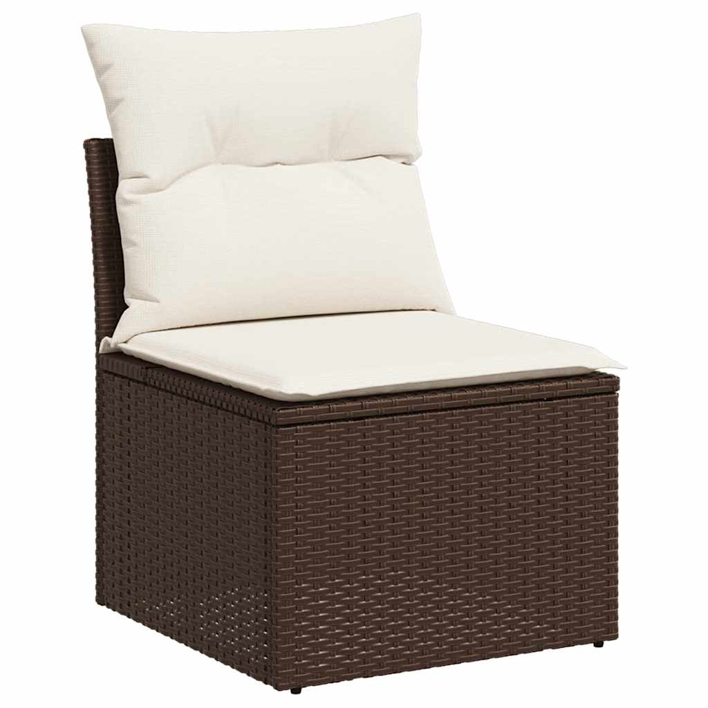 sofasæt til haven 9 dele med hynder polyrattan brun