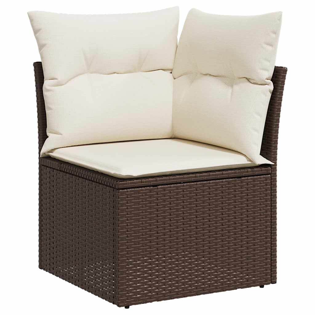 sofasæt til haven 9 dele med hynder polyrattan brun