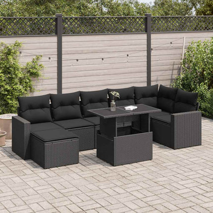 sofasæt til haven 8 dele med hynder polyrattan sort