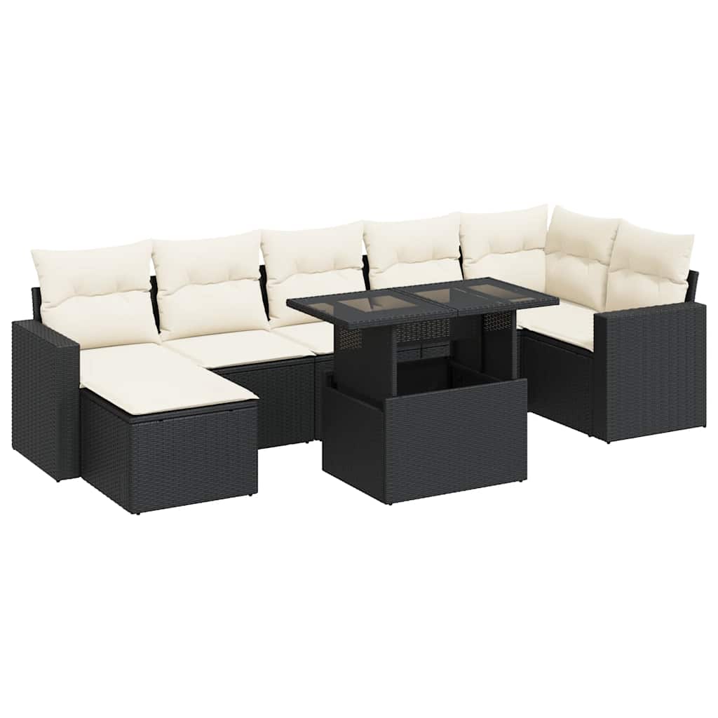 sofasæt til haven 8 dele med hynder polyrattan sort