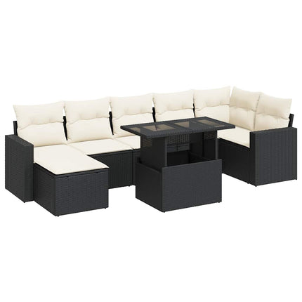 sofasæt til haven 8 dele med hynder polyrattan sort