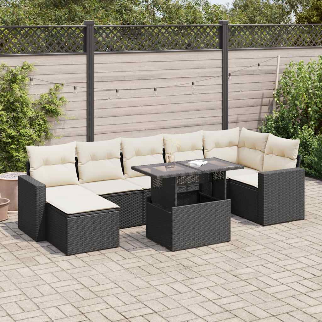 sofasæt til haven 8 dele med hynder polyrattan sort