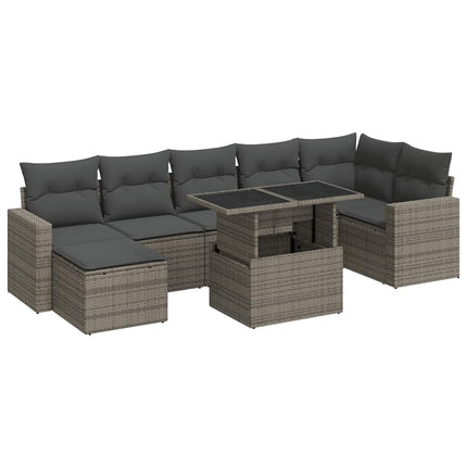 sofasæt til haven 8 dele med hynder polyrattan grå