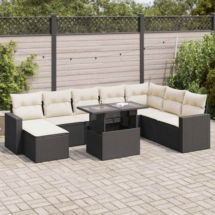 sofasæt til haven 9 dele med hynder polyrattan sort
