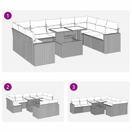 sofasæt til haven 10 dele med hynder polyrattan beige