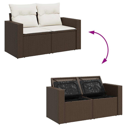sofasæt til haven 10 dele med hynder polyrattan brun