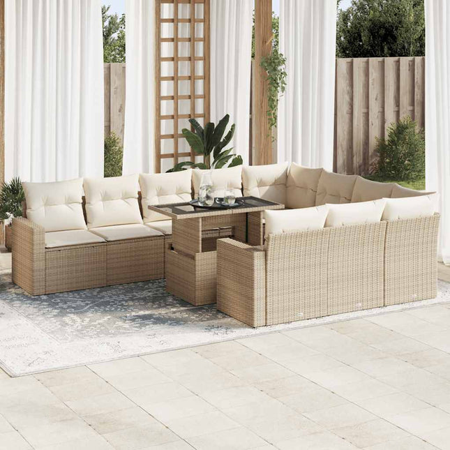 sofasæt til haven 11 dele med hynder polyrattan beige